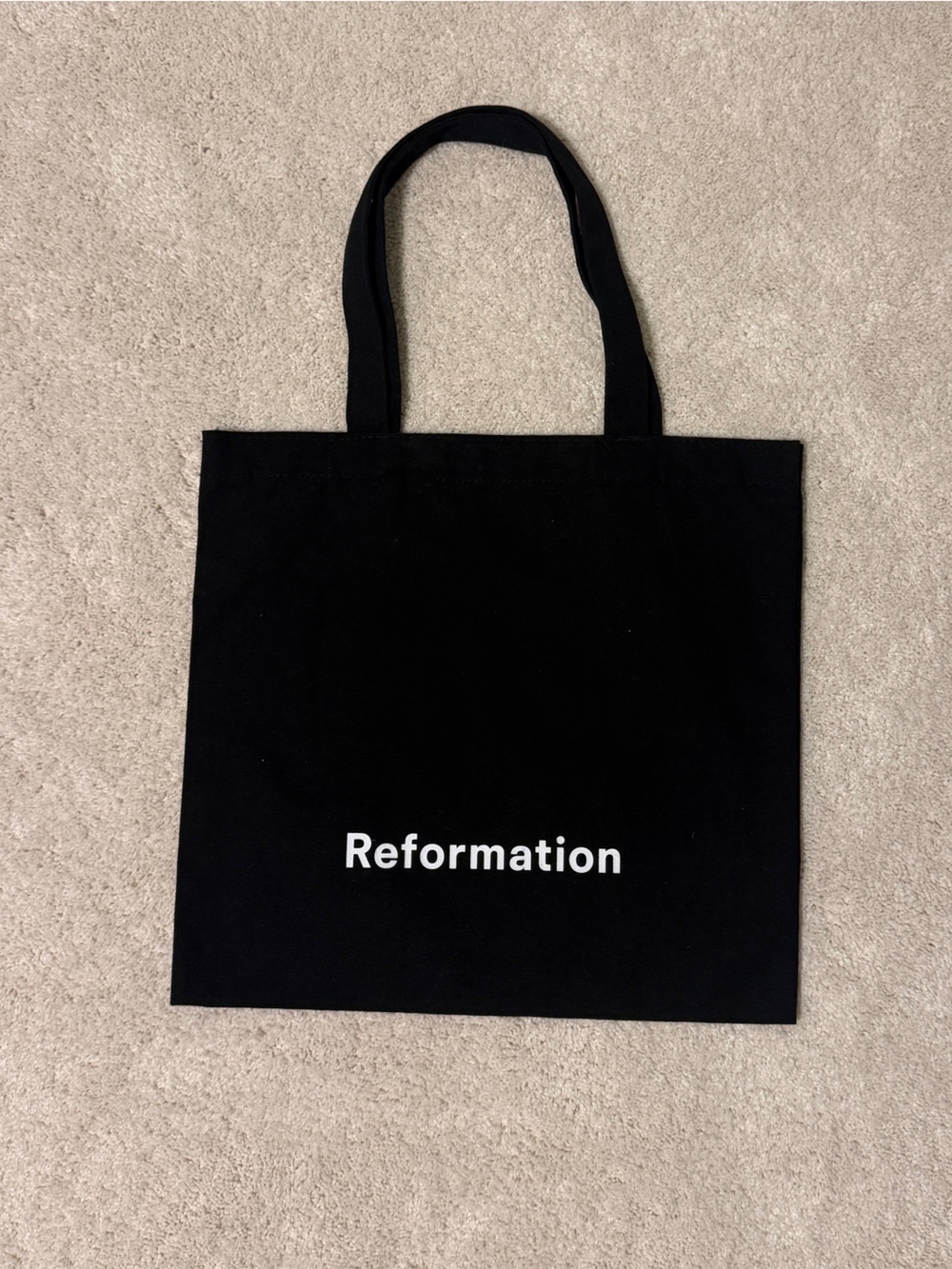 Reformation Black Canvas Tote with White Logo